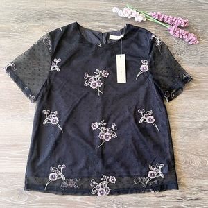 NWT SOPHIE RUE BLACK FLORAL TOP
